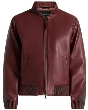 Manière De Voir Arman Leather Bomber Jacket - Red