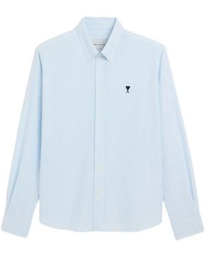 Ami Paris Camisa Ami De Coeur A Rayas - Azul