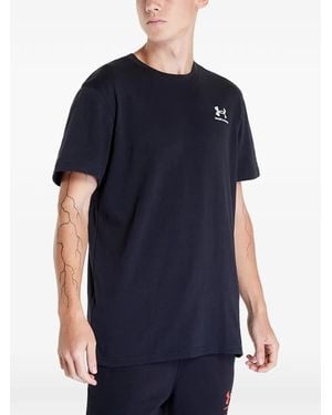Under Armour Logo-Embroidered Heavyweight T-Shirt - Blue
