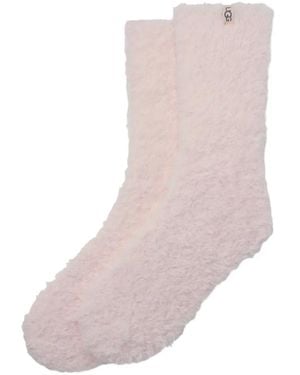UGG Fluffy Logo-Patch Socks - Pink