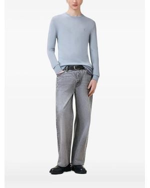 AllSaints Mode Logo-Embroidered Crew-Neck Jumper - Blue