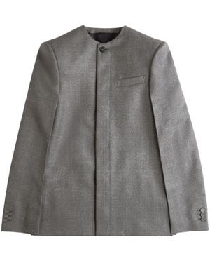 Tod's Virgin Wool Collarless Blazer - Gray
