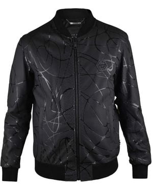Philipp Plein Veste En Cuir À Effet Peau De Python - Black