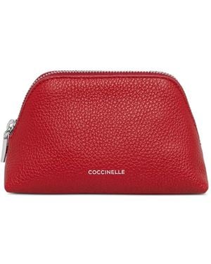 Coccinelle Small Helga Grained Leather Make-Up Bag - Rot