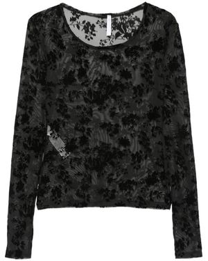 Imperial Floral-Devoré Long-Sleeve Top - Black