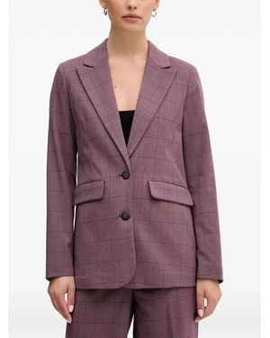 Benetton Geruite Blazer Met Knoopsluiting - Paars