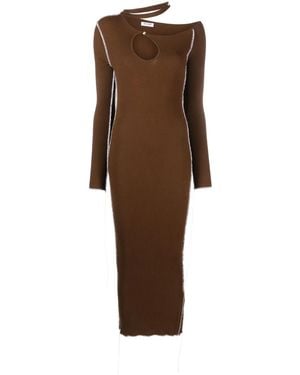 Julfer Ribbed-Knit Cut-Out Midi Dress - Brown