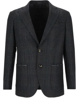 Al Duca d'Aosta Check-Pattern Blazer - Black
