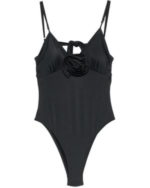 Moschino Floral-Appliqué Swimsuit - Black