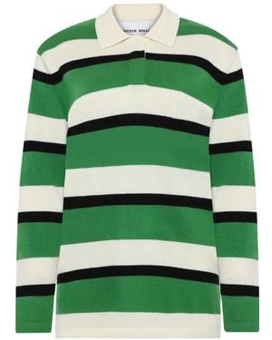 EMERSON RENALDI Striped Polo Top - Green