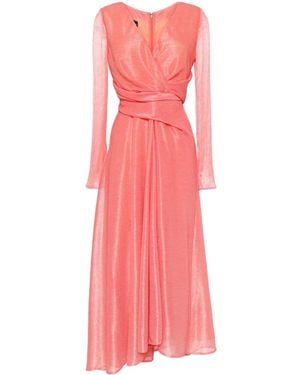Talbot Runhof Vestido Midi Con Diseño Cruzado - Rosa