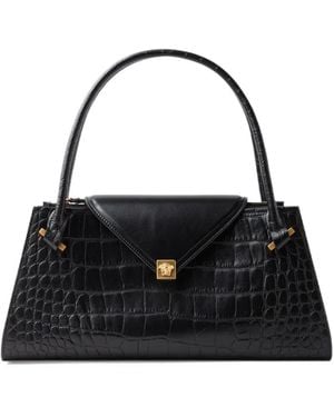 Versace Severine Schultertasche Mit Kroko-Effekt - Schwarz