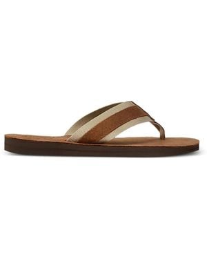 Polo Ralph Lauren Grosgrain-Trim Suede Flip Flops - Brown