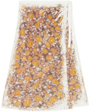 DIESEL Midi B-Blomette Floral Ribbed Wrap Skirt - White