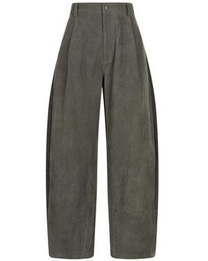 CROQUIS Panelled Corduroy Wide-Leg Trousers - Grey