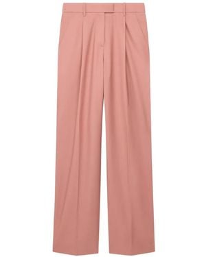 Another Tomorrow Pleated Wide-Leg Trousers - Pink