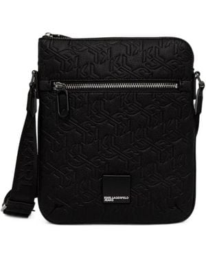 KARL LAGERFELD Monogram-Embossed Belt Bag - Black