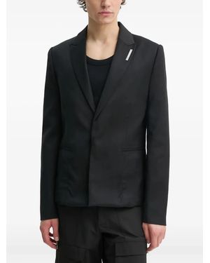 HELIOT EMIL Lapel-Detail Logo-Plaque Blazer - Black