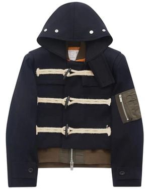 Sacai Toggle-Fastening Hooded Jacket - Blue