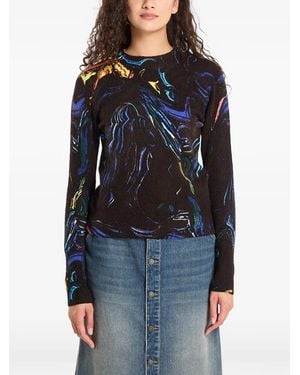Desigual Abstract-Print Jumper - Blue