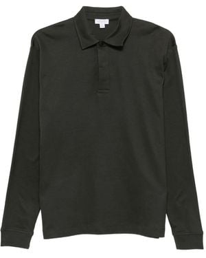 Sunspel Long-Sleeve Polo Shirt - Green