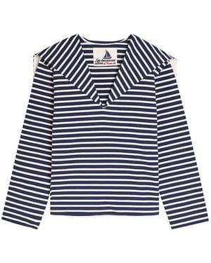 Les Vacances d'Irina Striped V-Neck Top - Blue