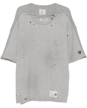 Maison Mihara Yasuhiro Distressed-Effect Layered-Detail T-Shirt - Grey