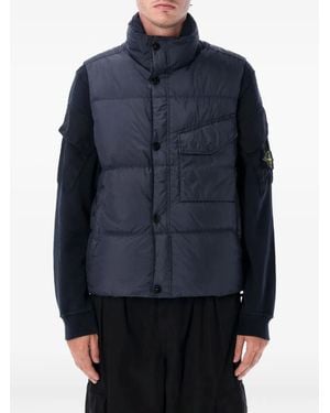 Stone Island Logo-Patch Padded Vest - Blue