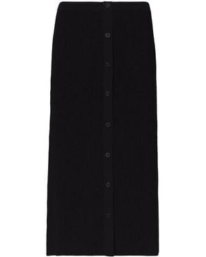Proenza Schouler Ribbed-Knit Button-Front Skirt - Black