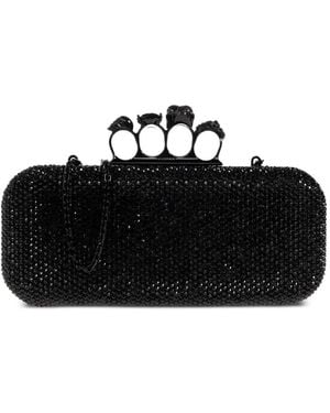 McQueen Knuckle Crystal-Embellished Clutch Bag - Black
