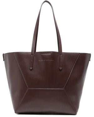 Brunello Cucinelli Sac Porté Épaule Bc Duo En Cuir - Marron