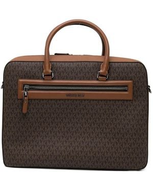 Michael Kors Monogram Zip Briefcase - Brown