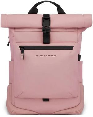 Piquadro Logo-Embossed Backpack - Pink