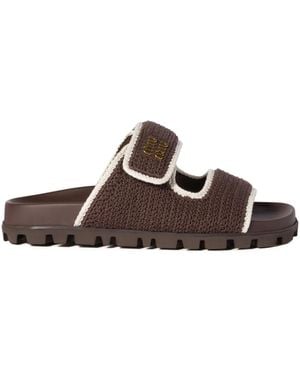 Miu Miu Sandali Slides All'Uncinetto - Marrone
