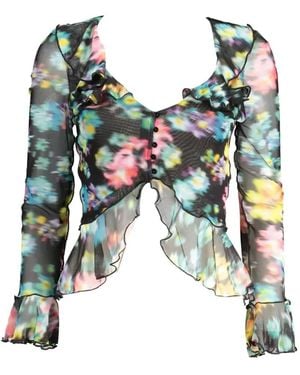 Desigual Floral-Print Ruffled Blouse - Green