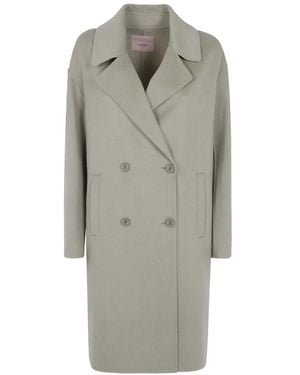Twinset Double-Breasted Notched-Lapels Coat - Grey