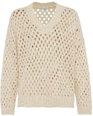 Brunello Cucinelli オープンニット セーター - ナチュラル