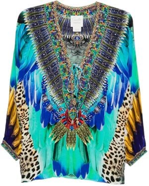 CAMILLA Graphic-Print Blouse - Blue