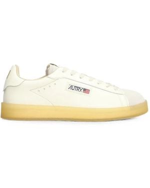 Autry Logo-Patch Lace-Up Sneakers - Natural