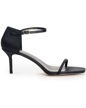 12 STOREEZ Square-Toe Satin Sandals - Black