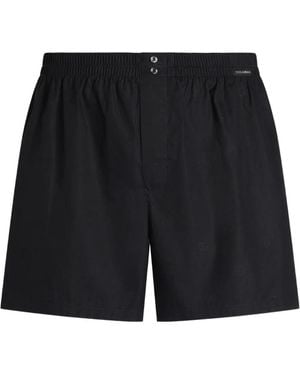 Dolce & Gabbana Logo-Print Poplin Boxer Shorts - Black