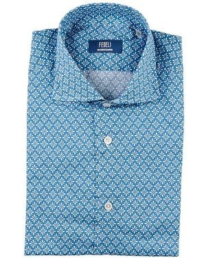Fedeli Floral-Print Shirt - Blue