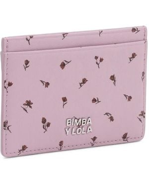 Bimba Y Lola Tulip Mini Mauve Leather Card Holder - Pink