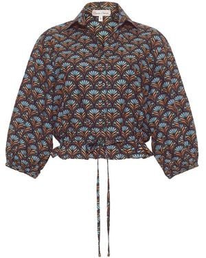 Cara Cara Hutton Shell-Print Drawstring Blouse - Black