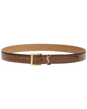 Saint Laurent Cassandre Leren Riem - Wit