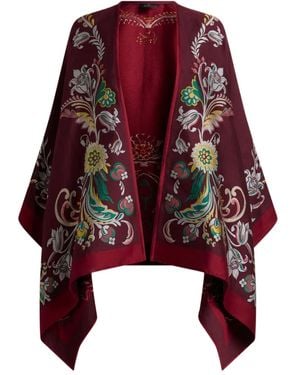 Etro Floral-Jacquard Cape - Red