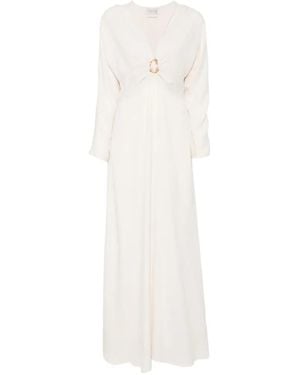 forte_forte Hammered-Ring V-Neck Maxi Dress - White