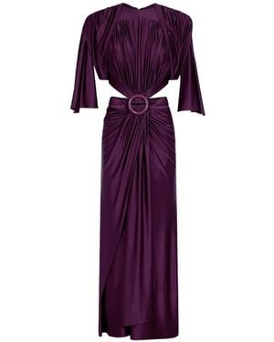 Rabanne Ruched-Detail Maxi Dress - Purple