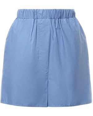 Frankie Shop Lui Logo-Embroidered Elasticated-Waist Shorts - Blue