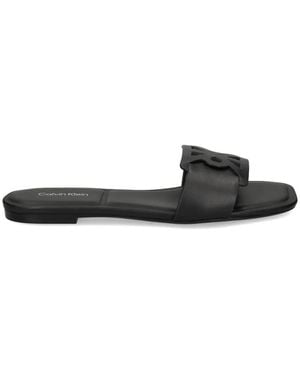 Calvin Klein Ck Provence Cut-Out Strap Leather Sandals - White